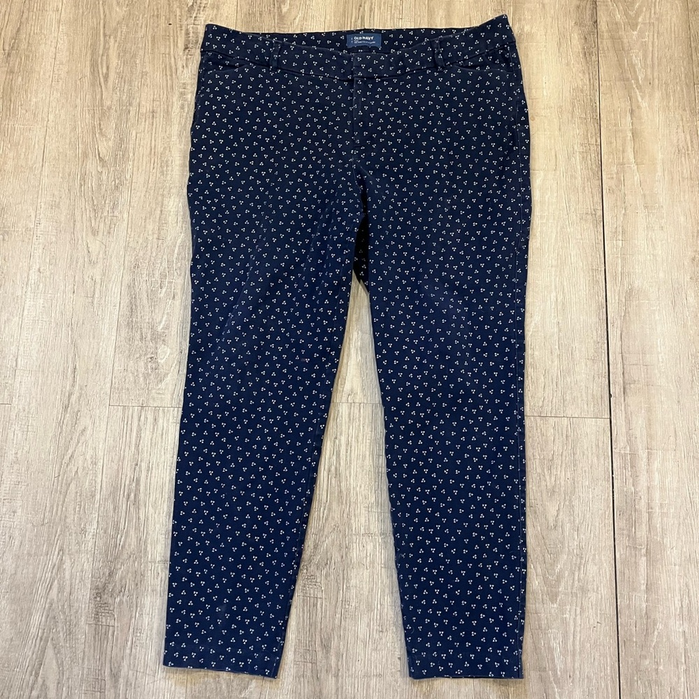 Old Navy Pixie Navy Blue Patterned Pants Mid Rise… - image 4